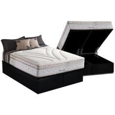 Conjunto Box Baú King: Colchão Molas Herval Maxspring American + Base crc Suede Black(193x203)