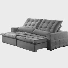 Sofá Retrátil e Reclinável Amsterda 2,50m Tecido Suede Cor Cinza