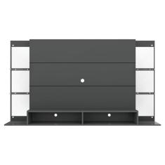 Painel Tv 60 com Espelho e Prateleiras de Vidro Plus Grafite