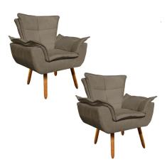 Kit 02 Poltronas Opala Suede Marrom Rato