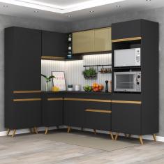 Cozinha Completa De Canto Veneza Gb Mp2050 Com Armário E Balcão Preta