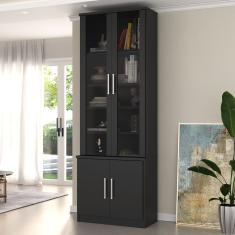 Estante De Livros 4 Portas 5 Prateleiras Foscarini Preto