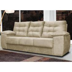 Sofá Luxemburgo 3 Lugares 2,02m Tecido Suede Bege - CAMA INBOX REQ
