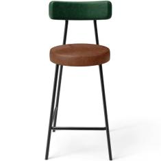 Banqueta Baixa Cozinha Sala Jantar Bancada Milão L02 Facto Verde Musgo Marrom - Lyam Decor