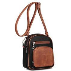 FADEON Mini bolsas de corpo cruzado para mulheres Bolsa pequena de corpo cruzado, bolsa de corpo cruzado de grife Bolsa de ombro com compartimento para cartão (Castanho Preto)