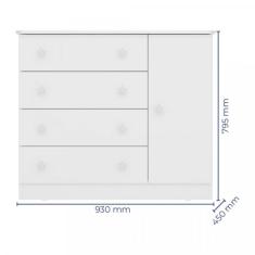 Cômoda Sapateira Infantil 1 Porta 4 Gavetas Doce Sonho Qmovi Branco