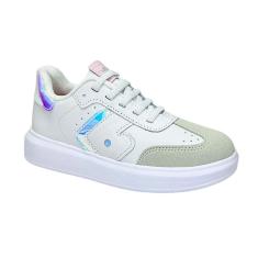 Tênis Bibi Infantil Glam Couro 1109296 Branco Holográfico-Unissex