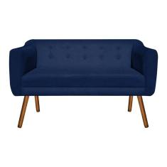 Namoradeira Julia 2 Lugares 1,40 Suede Azul Marinho Castanho