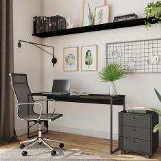 Mesa de Escritório Estelle Preta 150 cm - Mobly