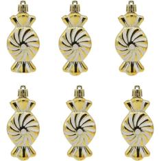 6 peças de 3,5 polegadas em forma de doces enfeites de Natal sortidos de plástico inquebrável de Natal pendurado decoração caixa conjunto feriado decoração de festa de casamento /627 (Size : Candy Go