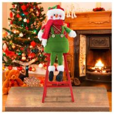 Boneco De Neve Natal Em Tecido Escada 51cm