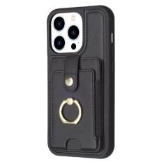 Capa de couro com suporte de anel para cartões Solt para IPhone 14 Pro Max 13 12 11 XS XR 6 7 8 Plus SE 2022 2022 Capa de telefone tipo carteira, preta, para iPhone 6 (6s)