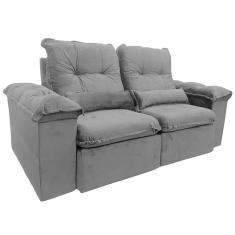 Sofá Arsenal 4 Lugares Retrátil e Reclinável 230cm Tecido Veludo Aifos Cor Cinza