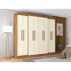 Guarda Roupa Casal Mônaco 8 Portas 2 Gavetas Freijó/Off White- Mopar Móveis