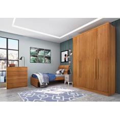 Guarda Roupa Solteiro 4 Portas 2 Gavetas - Dinamarca-Cinamomo - Tcil M