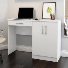 Mesa Computador com Portas e Gavetas  Space Branco - Patrimar