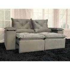 Sofá Retrátil Reclinável 2,30 m Cinza 202 Athenas