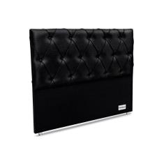 Painel de Cama Box Estofada Murat Facto Black Casal - Courano Preto - Ortobom