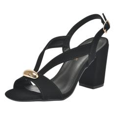 Sandália Feminina Salto Alto Bloco Conforto Estilo Via Marte