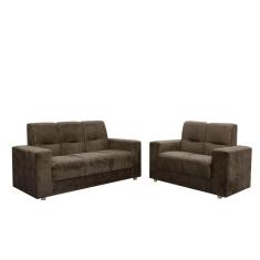 Sofá 2 E 3 Lugares Turin Suede Flash Estofados Marrom