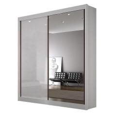 Guarda Roupa 2 Portas com Espelho São Paulo Gold Branco – Leifer Móveis