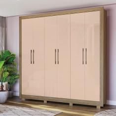 Guarda Roupa Casal Kappesberg com Pés 6 Portas 3 Gavetas Nogueira Macadâmia