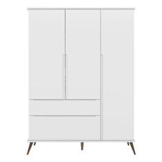 Guarda Roupa Infantil Retrô Melinda 3 Portas e 2 Gavetas Branco - Phoe