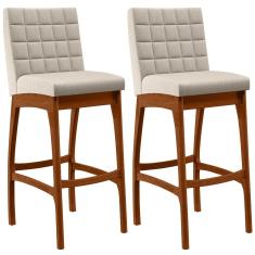 Kit 02 Banquetas Altas Mila Linho Cru