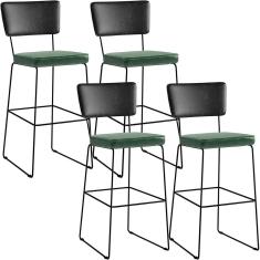 Kit 04 Banquetas Altas Preto Facto Verde Musgo