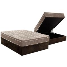 Cama Box Baú Casal: Colchão Ortopédico Paropas D28 / Ep Pasquale + Base Crc Suede Brown(138X188)
