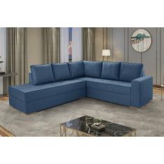 Sofá De Canto Laura Com Chaise Lado Esquerdo Yescasa Azul