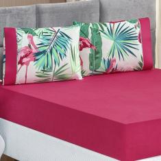Jogo De Cama Micropercal 200 Fios Naturale Queen 03 Peças Flamingo