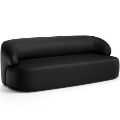 Sofá 3 Lugares Curvo Orgânico Living 180cm Barolo L06 Couríssimo Preto