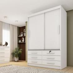 Guarda Roupa Solteiro 2 Portas 6 Gavetas 133cm Chicago - Tcil Móveis