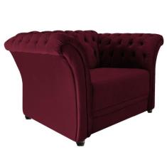 Poltrona Decorativa Chesterfield Sofia Suede Bordô - Doce Sonho Móveis