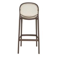 Banqueta Alta Positano Encosto Rattan Polipropileno 108cm Cinza Fratini
