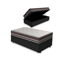 Cama Box com Baú Solteiro King + Colchão de molas - Anjos - Classic Superlastic 96cm