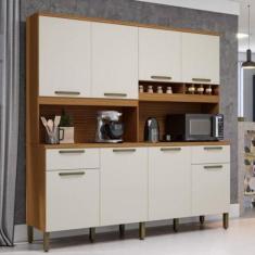 Armário de Cozinha 8 Portas 2 Gavetas Amêndoa Cabarnet Prime - Moveis 