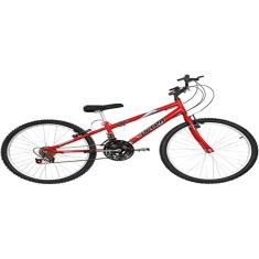 Bicicleta de Passeio Ultra Bikes Esporte Rebaixada Aro 24 Reforçada Freio V-Brake – 18 Marchas Vermelho Ferrari