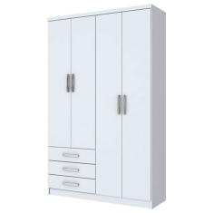 Guarda Roupa 4 Portas 3 Gavetas Caju Henn D135-10 - Branco