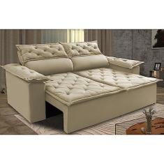 Sofá 3 Lugares Retrátil e Reclinável Cama Inbox Compact 1,80m Velusoft Bege