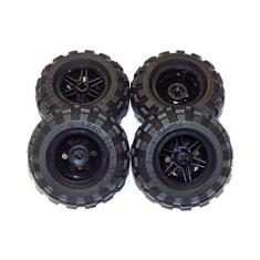 Peças e peças LEGO: Grande Pneu Preto e Pacote de Roda Preta - 8 Peças