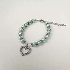 Colar De Gato Imitação De Pérola Pingente De Coração Pingente De Strass Colar De Gato Ajustável Colar De Gato Personalizado,Azul,L 30 CM