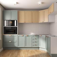 Cozinha Modulada 7 Peças sem Tampo 1 Torre 3 Aéreos 3 Balcões Arizona Cabecasa Madeiramadeira Figueira/Menta