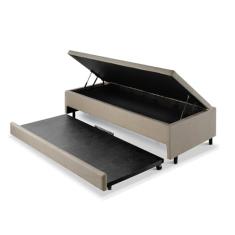 Bicama com Baú Viúva 120x203 Cm em Linho Bege