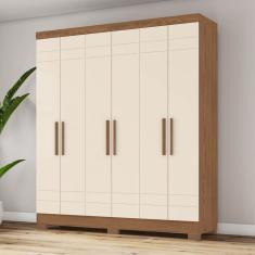 Guarda Roupa Solteiro 6 Portas 2 Gavetas B369 Nature/Off White - Briz