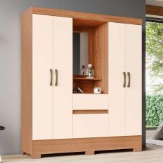 guarda-roupa solteiro com espelho briz 4 pt 2 gv nature e off white