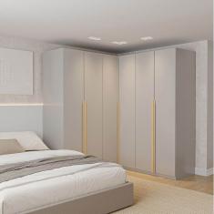 Guarda-roupa Modulado de Canto 3 Peças 6 Portas Jade Cabecasa Madeiramadeira Cinza Urbano