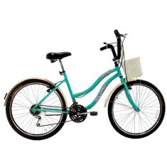 Bicicleta Aro 26 Feminina Beach Retrô 18 Marchas Azul Turquesa - Dalan