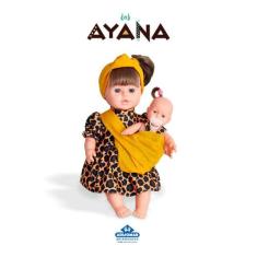 Boneca Ayana com Bonequinha Pequena Mamãe e Filha - Adijomar
